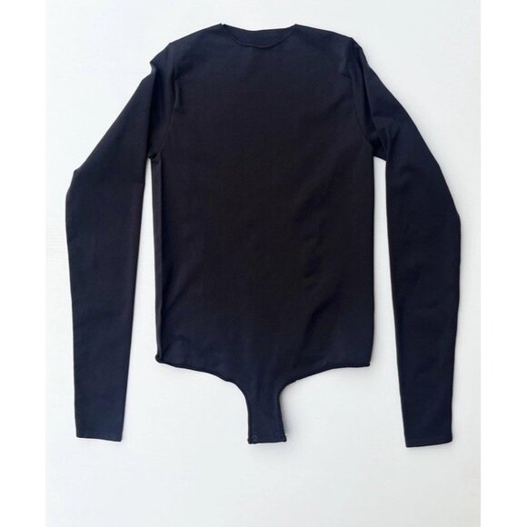 SKIMS Long Sleeve Crewneck Smoothing Thong Bodysuit Size S/M Onyx (Black) - Picture 13 of 13